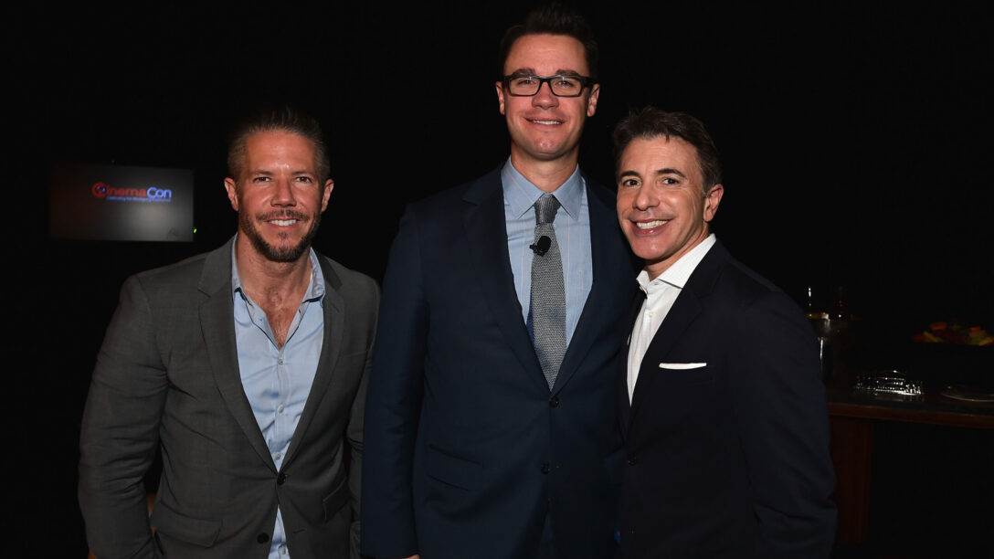 Senior Vice President Global Communications Paul Roeder, Walt Disney Studios EVP of Theatrical Distribution Dave Hollis and President of Marketing at The Walt Disney Studios Ricky Strauss attend The Walt Disney Studios invites you to a Special Screening of Inside Out at The Colosseum at Caesars Palace during CinemaCon 2015