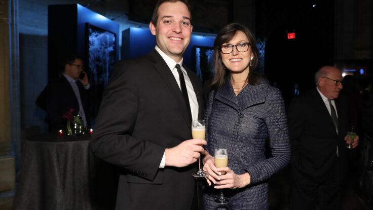 Cathie Wood and a guest attend "The Bloomberg 50" Celebration at Cipriani on December 10, 2018
