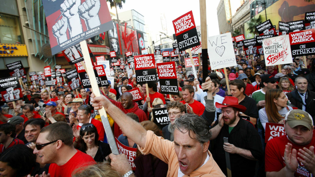 The ’07 WGA strike in Los Angeles and the accompanying solidarity march.