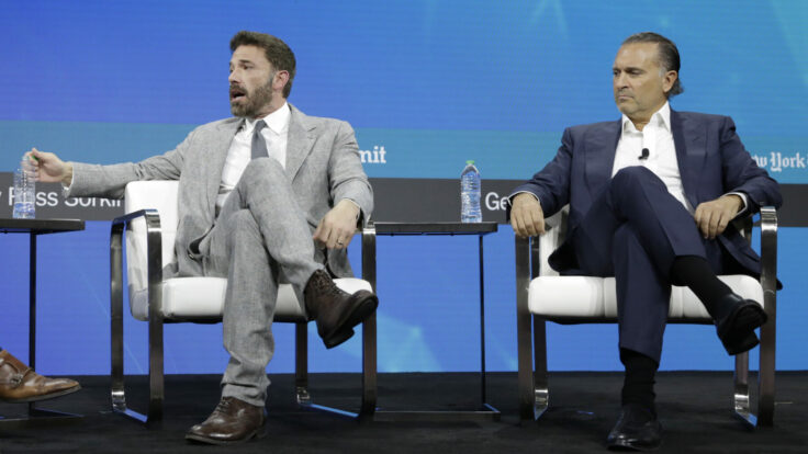 Gerry Cardinale and Ben Affleck at the Dealbook conference in November.