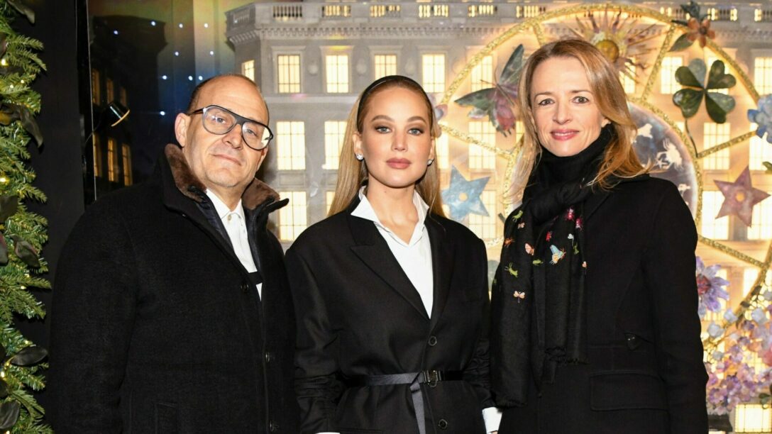 Marc Metrick, Jennifer Lawrence and Delphine Arnault at the Saks Fifth Avenue Dior Holiday event.