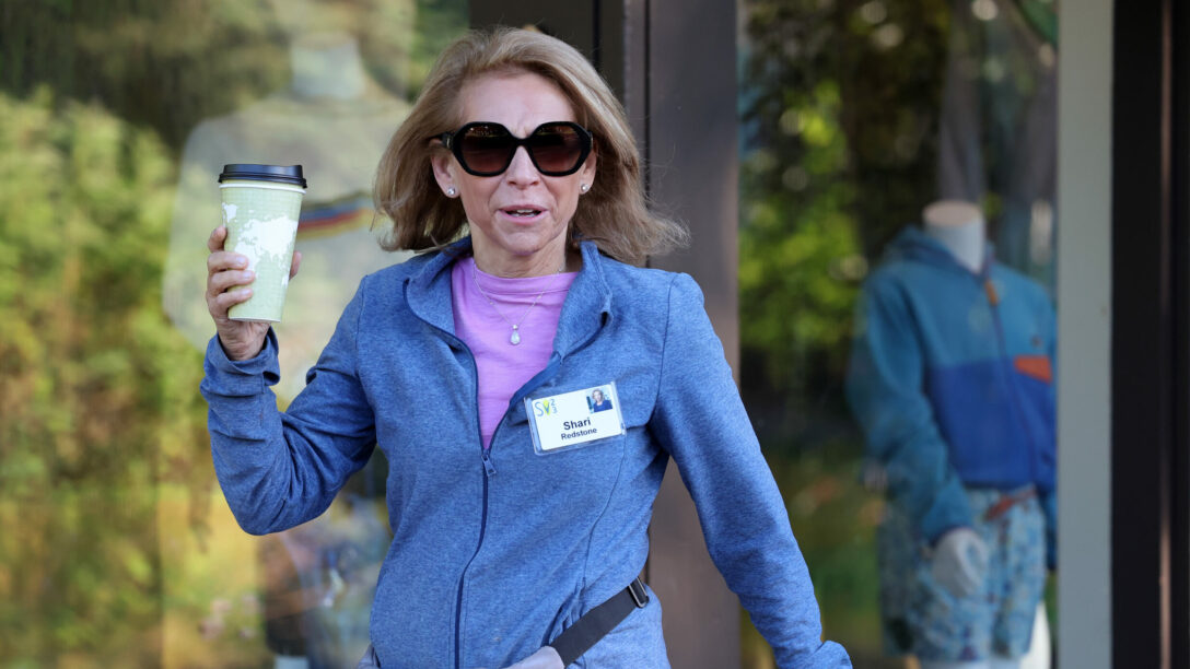 Shari Redstone, president of National Amusements, walks to a morning session at the Allen & Company Sun Valley Conference on July 12, 2023 in Sun Valley, Idaho.
