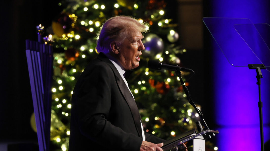 Donald Trump speaks at the New York Young Republican Club Gala at Cipriani Wall Street on December 09, 2023 in New York City.