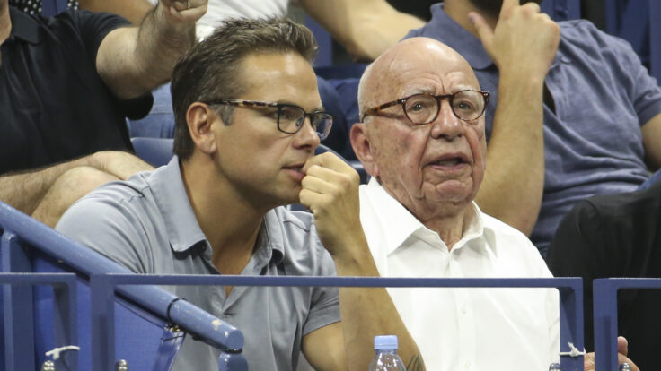 Rupert Murdoch and Lachlan Murdoch attend the quarter-final match of the 2018 U.S. Open at Arthur Ashe stadium on September 5, 2018 in Flushing Meadows, Queens.