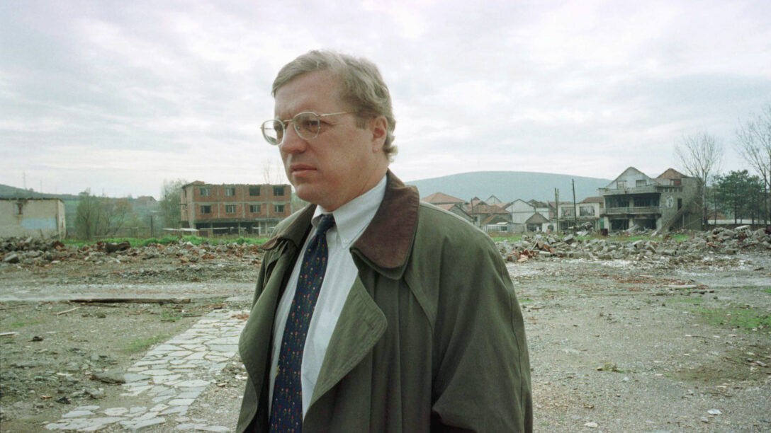David Scheffer, then the Clinton administration’s roving U.S. ambassador for war crimes, visits Kosovo in 1998.