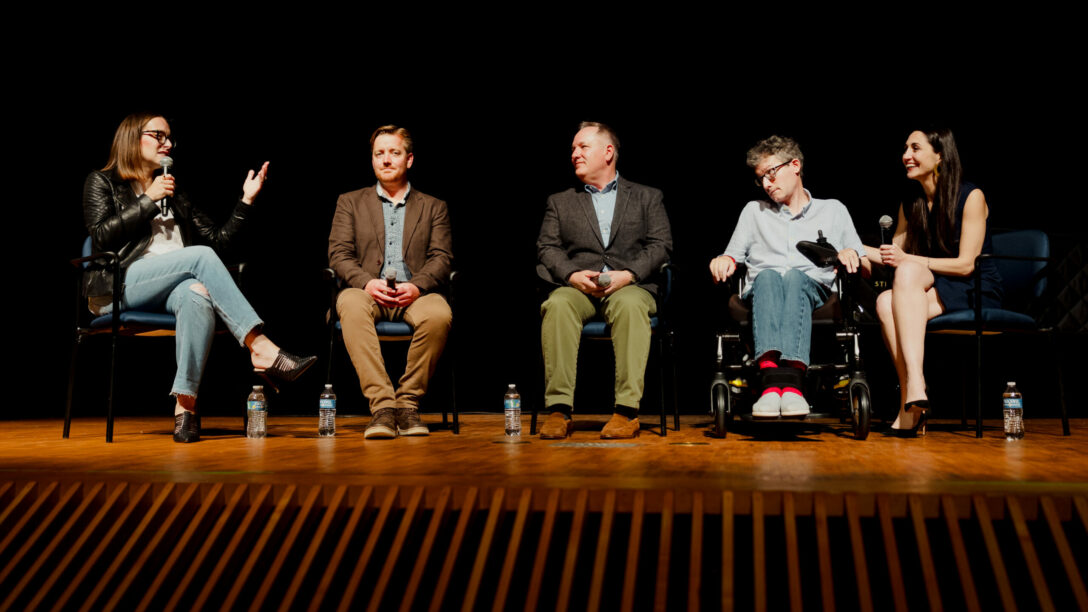 Julia Ioffe onstage with the subjects and filmmakers behind ‘For Love & Life: No Ordinary Campaign.’