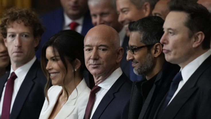 Elon Musk, Sundar Pichai, Jeff Bezos, Mark Zuckerberg
