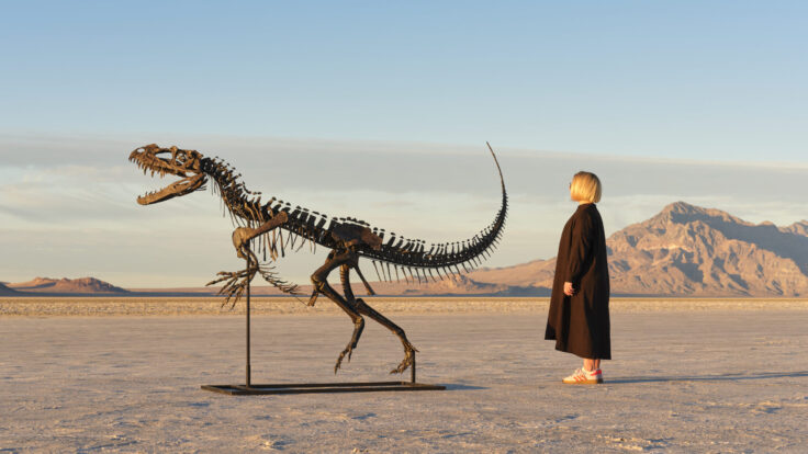 Cassandra Hatton with Ceratosaurus nasicornis sotheby's